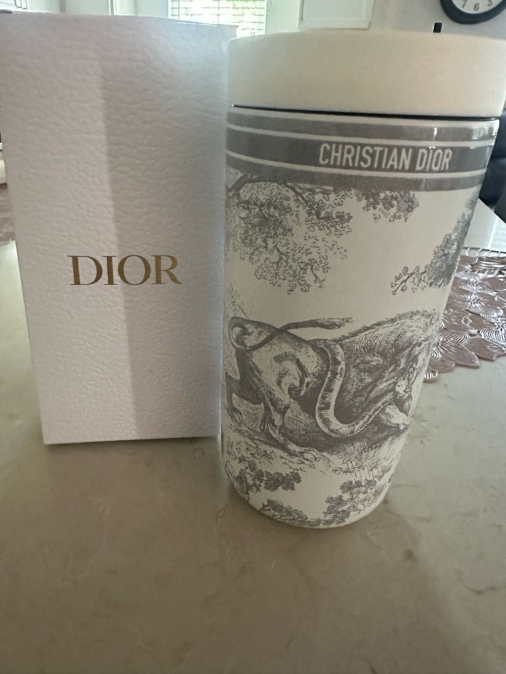 Christian Dior Coffee Mug-Gray and White